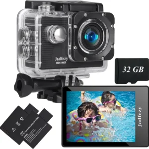 32GB Action Camera 1080P 12MP Sports Camera with 2 Batteries &amp