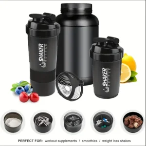 2 Tier Protein Powder Shaker Sports Water Bottle Ideal For Sports Gym Fitness