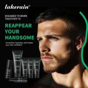 Lakerain Skin Care for Men with Oil Control and Skin Firming to Hydrate and Deep Clean the Face 7 PCS set
