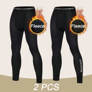 Men's Warm Compression Leggings 1-2 Pcs Dry Fit Fitness Tights