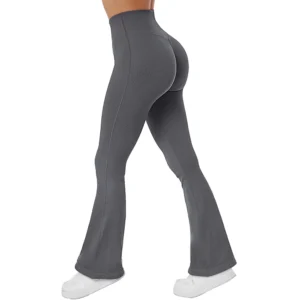 Women Ribbed Seamless Flare Leggings High Waist Push Up for Women