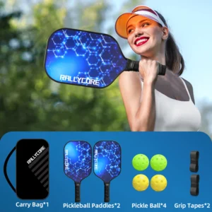 Pickleball Set with Premium Honeycomb Paddles for Powerful Control, Includes 4 Balls & Bag