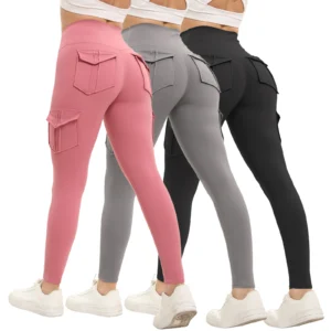 3-Pack Women’s High-Waist Leggings with Pockets – Stretch Comfort Yoga Pants